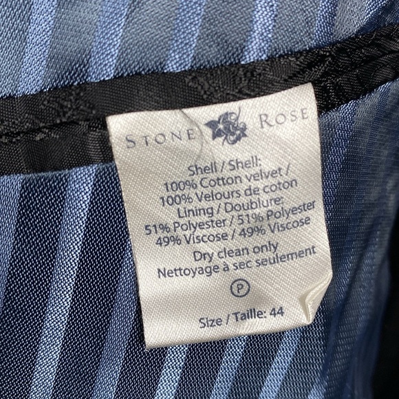 STONE ROSE BLACK VELVET PEAK LAPEL BLAZER Red Rivet Collection size 44R - Picture 9 of 12